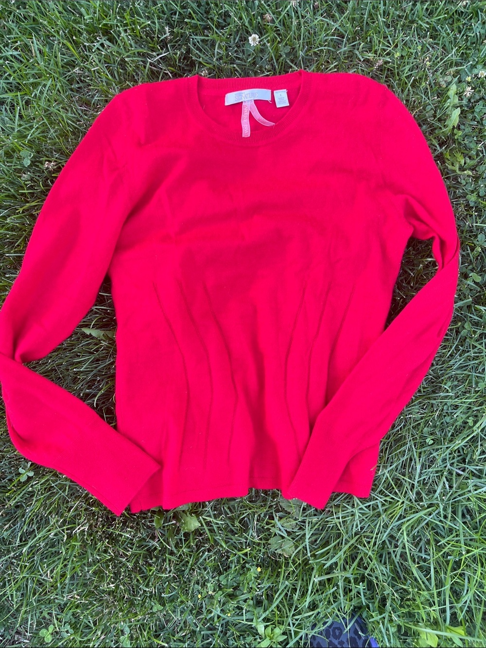 Caroline Issa Nordstrom signature S Women’s Crewneck-Sleeve Top - Red S cashmere